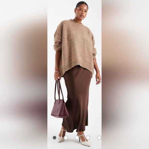 Lock & Love Premium Viscose Maxi Skirt Pull On Stretch Chocolate Brown Medium - Picture 4 of 16